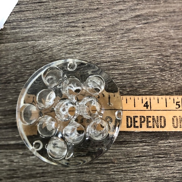 Vtg 3” Clear Glass 11 Hole Footed Floral Frog - Picture 6 of 9